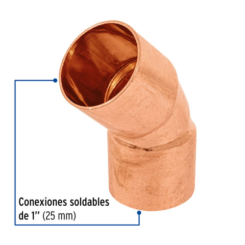 Codo 45° de cobre 1', FOSET BASIC | CC-863B | 47636
