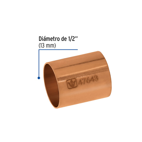 Cople de cobre 1/2', sin ranura, FOSET BASIC | CC-201B | 47643