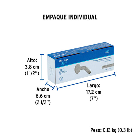 Brazo corto con chapetón para regadera, satín, FOSET AQUA | BCH-500N | 47646