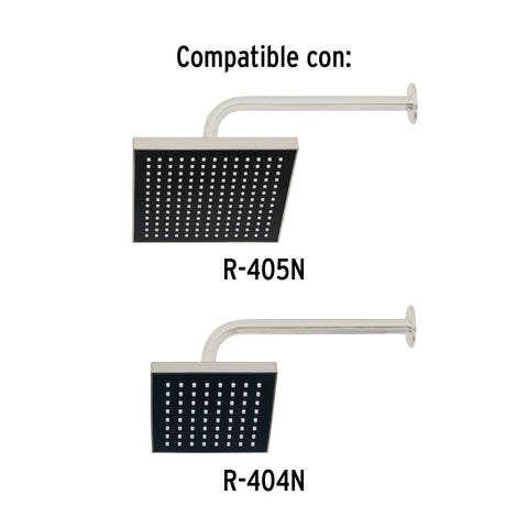 Brazo recto con chapetón para regadera, 30 cm, satín, FOSET | BCH-600N | 47648