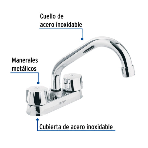 Mezcladora 4' para lavabo, tubular, cartucho cerámico | M-070 | 47683