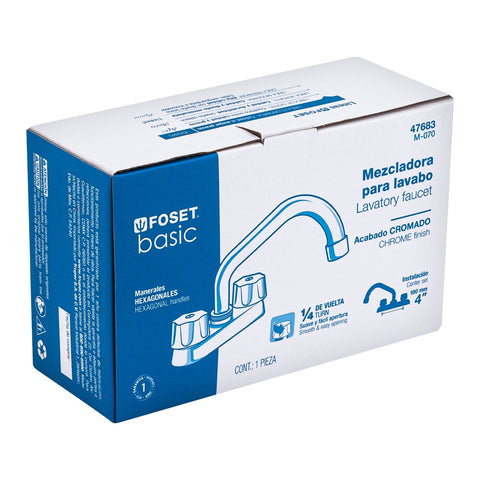 Mezcladora 4' para lavabo, tubular, cartucho cerámico | M-070 | 47683