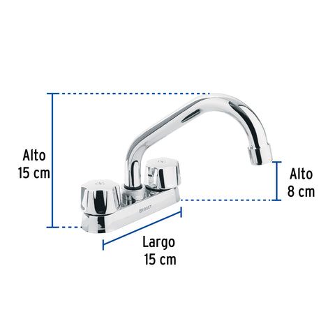 Mezcladora 4' para lavabo, tubular, cartucho cerámico | M-070 | 47683