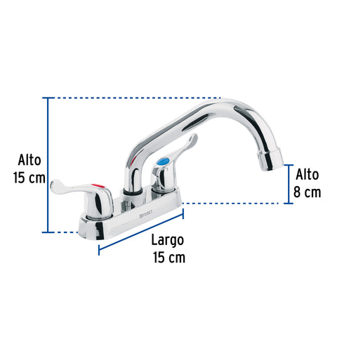 Mezcladora 4' para lavabo, tubular, manerales palanca | M-070P | 47686