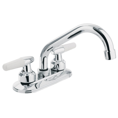 Mezcladora 4' para lavabo, cuello tubular, manerales cono | M-070I | 47687