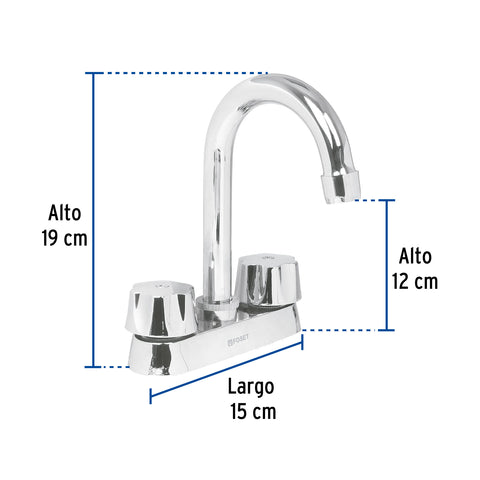 Mezcladora 4' para lavabo, cuello bar, cartucho compresión | M-060-C | 47689