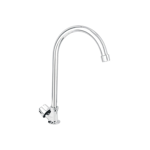 Llave individual fregadero, cuello curvo, hexagonal, BASIC | F-314 | 47691