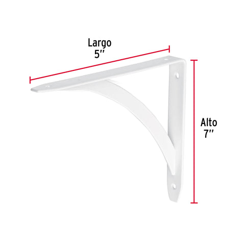 Ménsula reforzada blanca 5 x 7', diseño barra, FIERO | MED-6BB | 47696