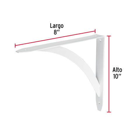 Ménsula reforzada blanca 8 x 10', diseño barra, FIERO | MED-10BB | 47697