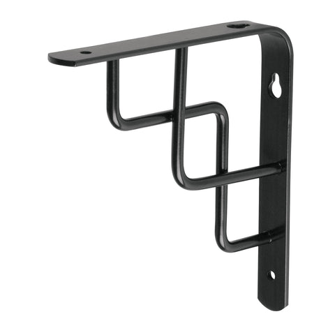 Ménsula reforzada negra 6 x 6', diseño escalera, FIERO | MED-6NE | 47702