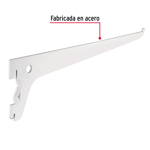 Ménsula plana blanca para cremallera sencilla, 25cm, FIERO | SOMO-10MS | 47708