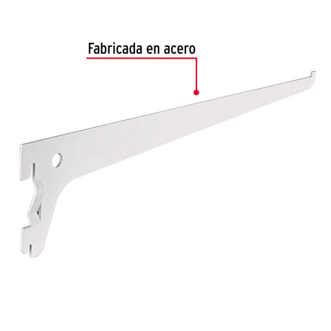 Ménsula plana blanca para cremallera sencilla, 30cm, FIERO | SOMO-12MS | 47709