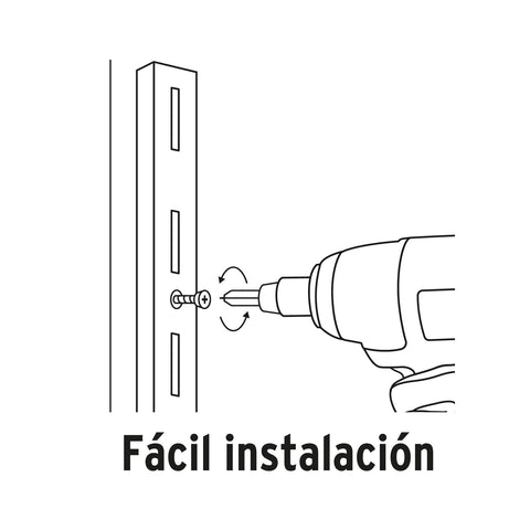 Cremallera sencilla blanca para ménsulas planas, 1m, FIERO | SOMO-10CS | 47710