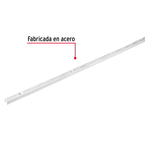 Cremallera sencilla blanca para ménsulas planas, 2m, FIERO | SOMO-20CS | 47712