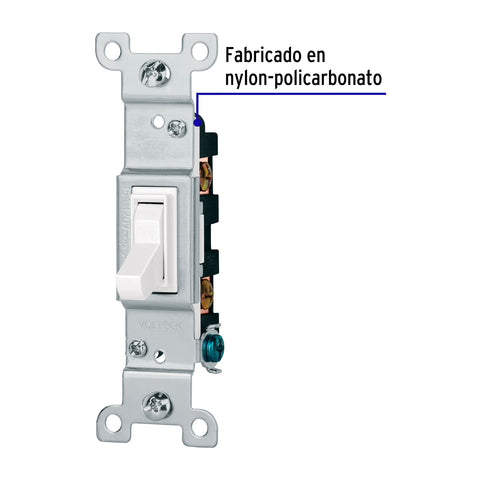Interruptor vertical de palanca, Standard, blanco, Volteck | APSE-SB | 47727