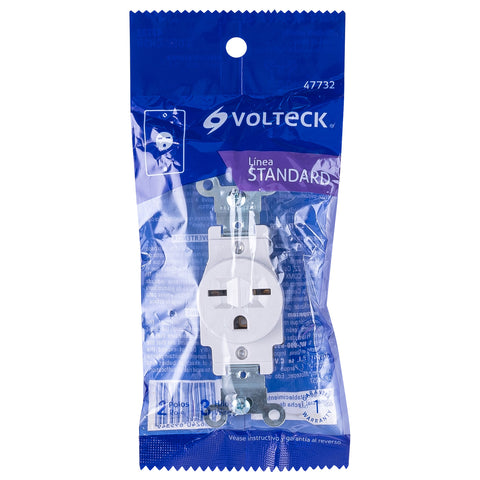 Contacto sencillo, cara de chino, Standard, blanco, Volteck | COSE-CHSB | 47732