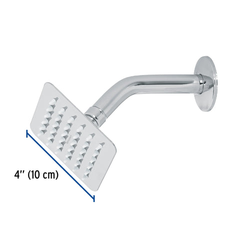 Regadera cuadrada 4', acero inox, con brazo, cromo, TÚBIG | R-413 | 47734