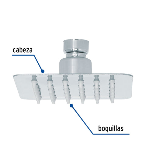 Regadera cuadrada 4', acero inox, sin brazo, cromo, TÚBIG | R-413S | 47735