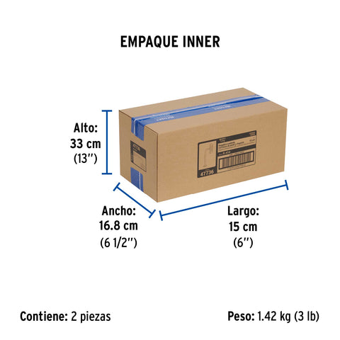 Regadera cuadrada 6', acero inox, con brazo, cromo, TÚBIG | R-414 | 47736