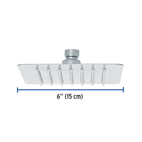 Regadera cuadrada 6', acero inox, sin brazo, cromo, TÚBIG | R-414S | 47737