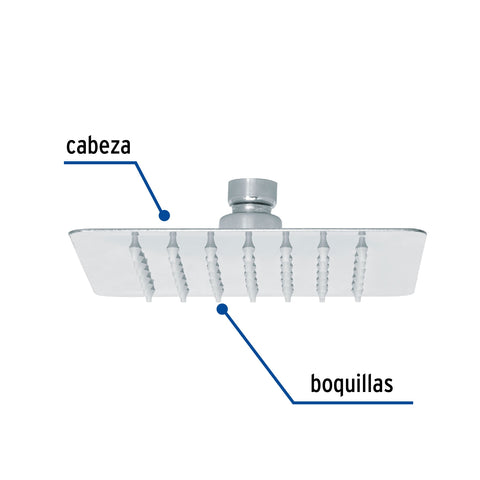 Regadera cuadrada 6', acero inox, sin brazo, cromo, TÚBIG | R-414S | 47737