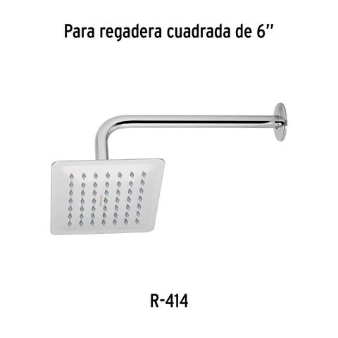 Regadera cuadrada 6', acero inox, sin brazo, cromo, TÚBIG | R-414S | 47737
