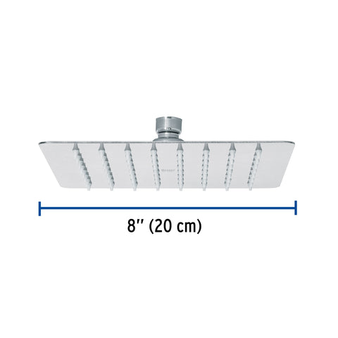 Regadera cuadrada 8', acero inox, sin brazo, cromo, TÚBIG | R-415S | 47739