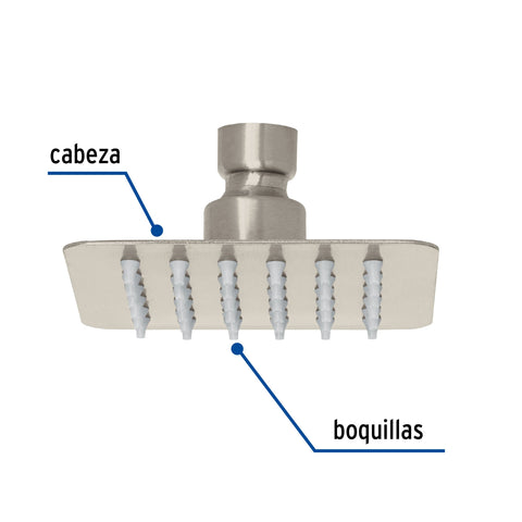 Regadera cuadrada 4', acero inox, sin brazo, satín, TÚBIG | R-413SN | 47741
