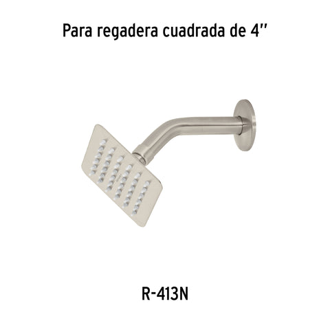 Regadera cuadrada 4', acero inox, sin brazo, satín, TÚBIG | R-413SN | 47741