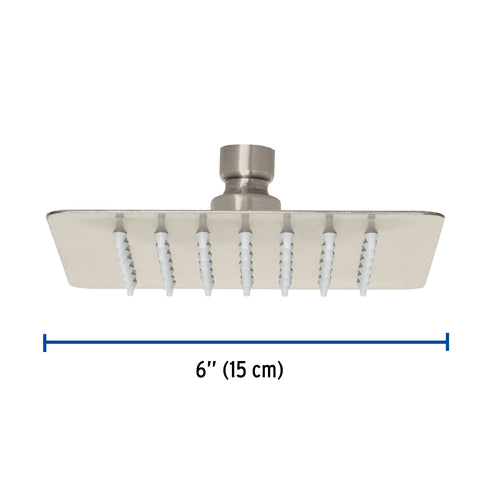 Regadera cuadrada 6', acero inox, sin brazo, satín, TÚBIG | R-414SN | 47743