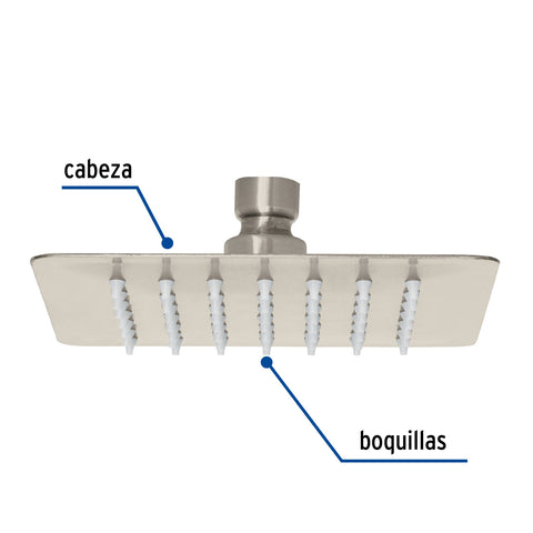 Regadera cuadrada 6', acero inox, sin brazo, satín, TÚBIG | R-414SN | 47743