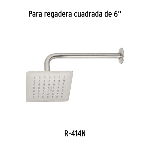 Regadera cuadrada 6', acero inox, sin brazo, satín, TÚBIG | R-414SN | 47743