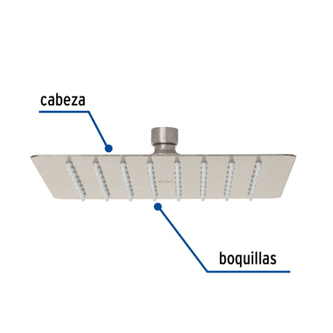 Regadera cuadrada 8', acero inox, sin brazo, satín, TÚBIG | R-415SN | 47745