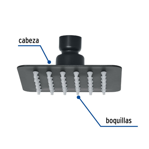 Regadera cuadrada 4', acero inox, sin brazo, negro, TÚBIG | R-413SM | 47747