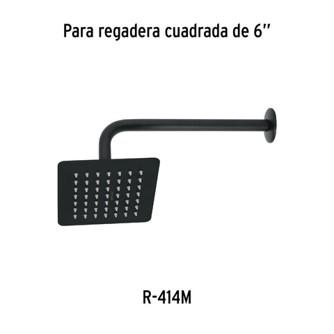 Regadera cuadrada 6', acero inox, sin brazo, negro, TÚBIG | R-414SM | 47749
