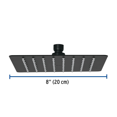 Regadera cuadrada 8', acero inox, sin brazo, negro, TÚBIG | R-415SM | 47751