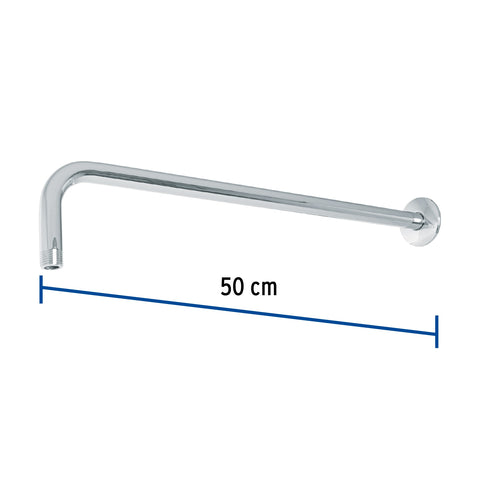 Brazo recto 50 cm con chapetón para regadera, cromo, FOSET | BCH-650 | 47752