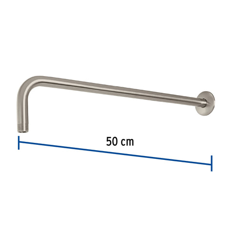 Brazo recto 50 cm con chapetón para regadera, satín, FOSET | BCH-650N | 47753