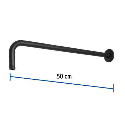 Brazo recto 50 cm con chapetón para regadera, negro mate | BCH-650M | 47754