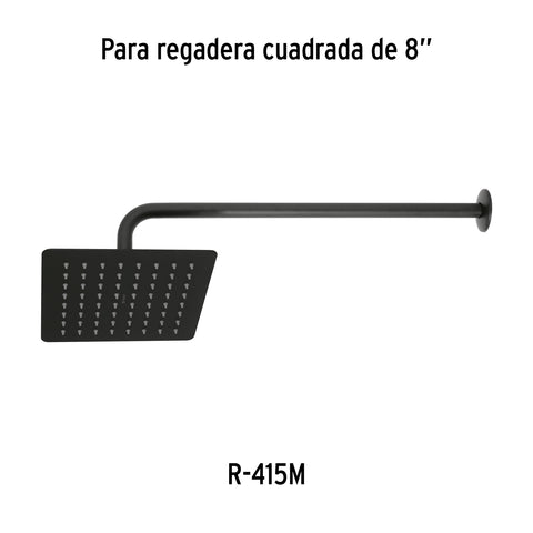 Brazo recto 50 cm con chapetón para regadera, negro mate | BCH-650M | 47754