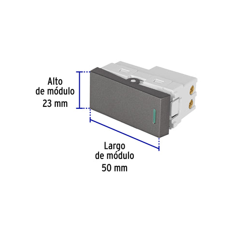 Interruptor sencillo acero inox de 1 módulo, línea Lisboa | APSE-LA | 47820