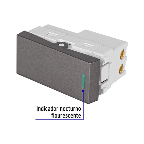 Interruptor sencillo acero inox de 1 módulo, línea Lisboa | APSE-LA | 47820