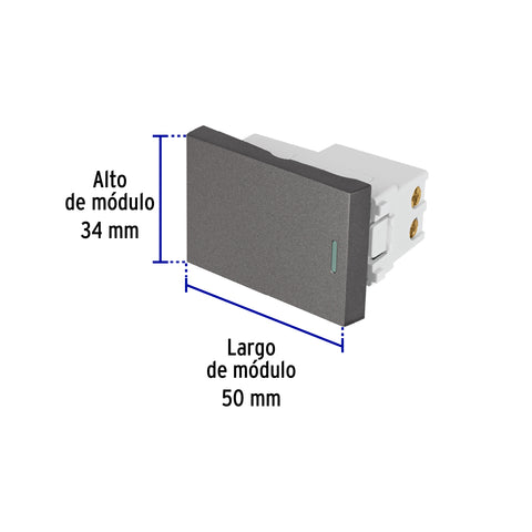 Interruptor sencillo acero inox de 1.5 módulos, línea Lisboa | APSE15-LA | 47821