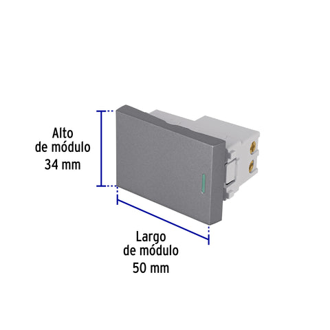 Interruptor 3 vías acero inox de 1.5 módulos, línea Lisboa | APSE15-ELA | 47824