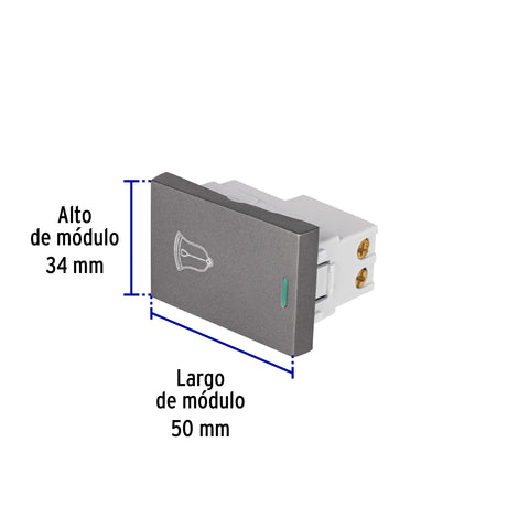 Interruptor timbre acero inox de 1.5 módulos, línea Lisboa | APTI15-LA | 47826