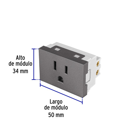 Contacto aterrizado acero inox de 1.5 módulos, línea Lisboa | COA15-LA | 47828