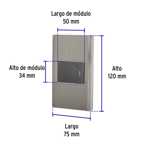 Placa armada acero 1 interruptor de 3 vías 1.5 mód, Lisboa | PA-APSE15-ELA | 47839