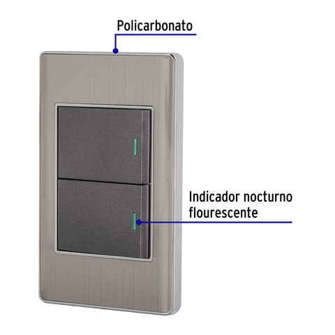 Placa armada acero inox 2 interruptores 1.5 módulos, Lisboa | PA-APDO15-LA | 47840