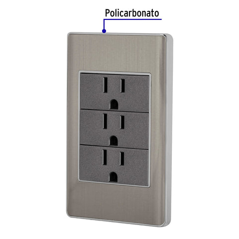 Placa armada acero inox 3 contactos 1 módulo, Lisboa | PA-COTR-LA | 47850