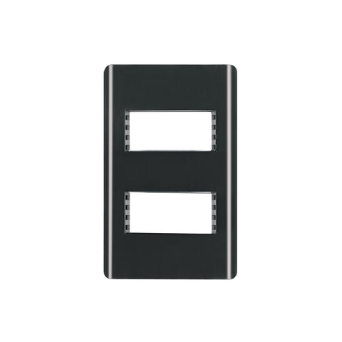 Placa negra de 2 ventanas 1 módulo, línea Lisboa, Volteck | PPDO-LN | 47870